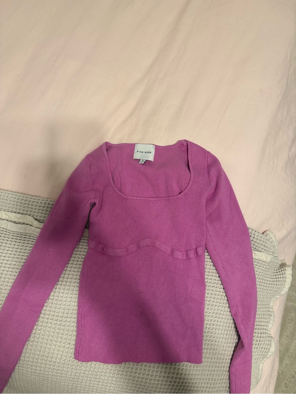 Pink Rose Bright Pink Scoop Neck Knit Top